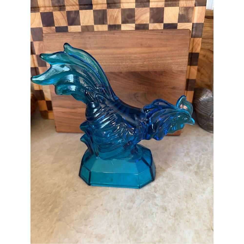 Vintage L.E. Smith Glass Blue Rooster - Picture 12 of 13